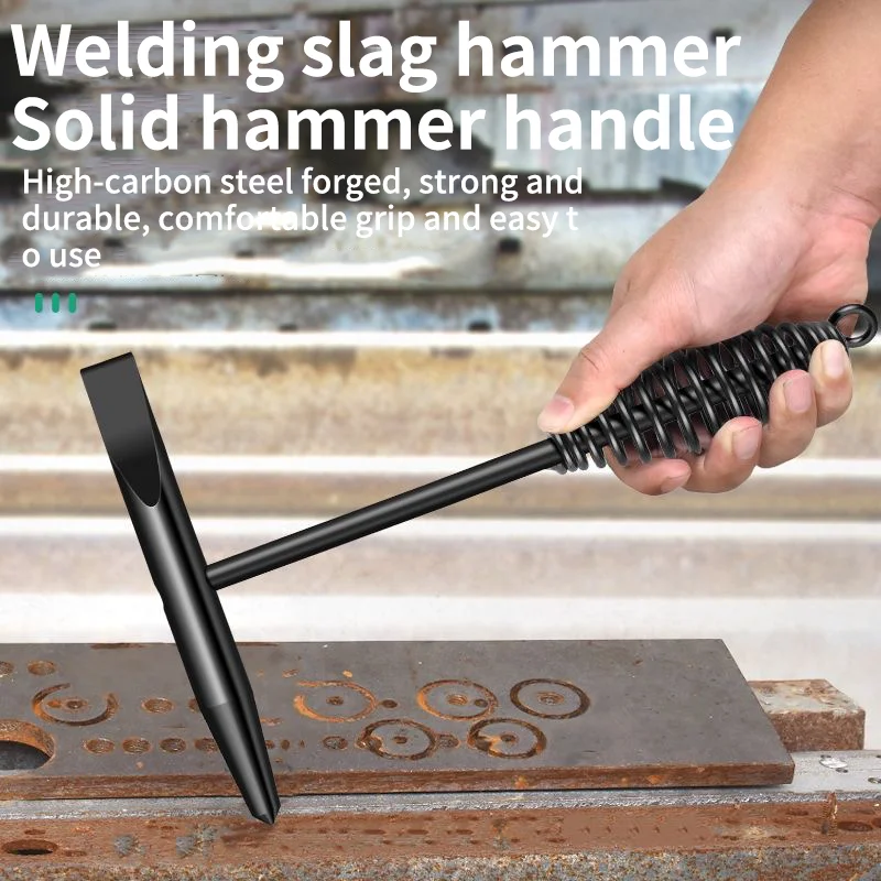 Welding Chipping Hammer - Rust Removal & Slag Cleaning Tool with Spring Handle and Hook for Glass Breaking & Ice Chipping image 3