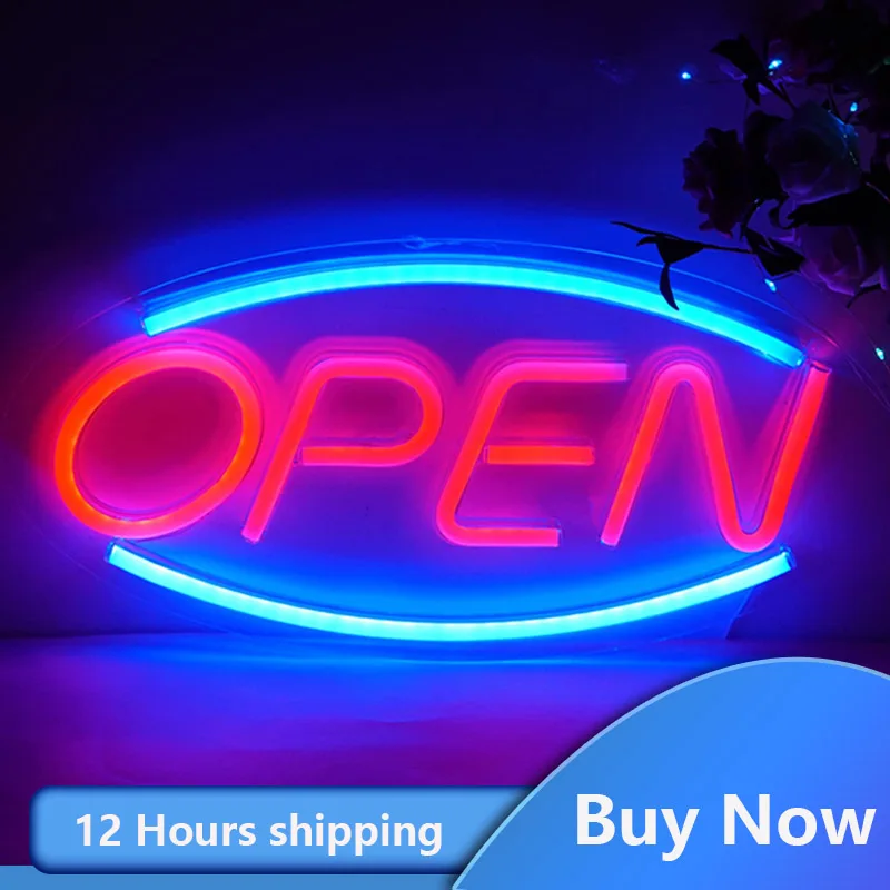 Open Neon Sign Light Wall Hanging Word Signs Store Business Bar Club Wall Decoration Commercial Lighting Colorful Neon Bulbs