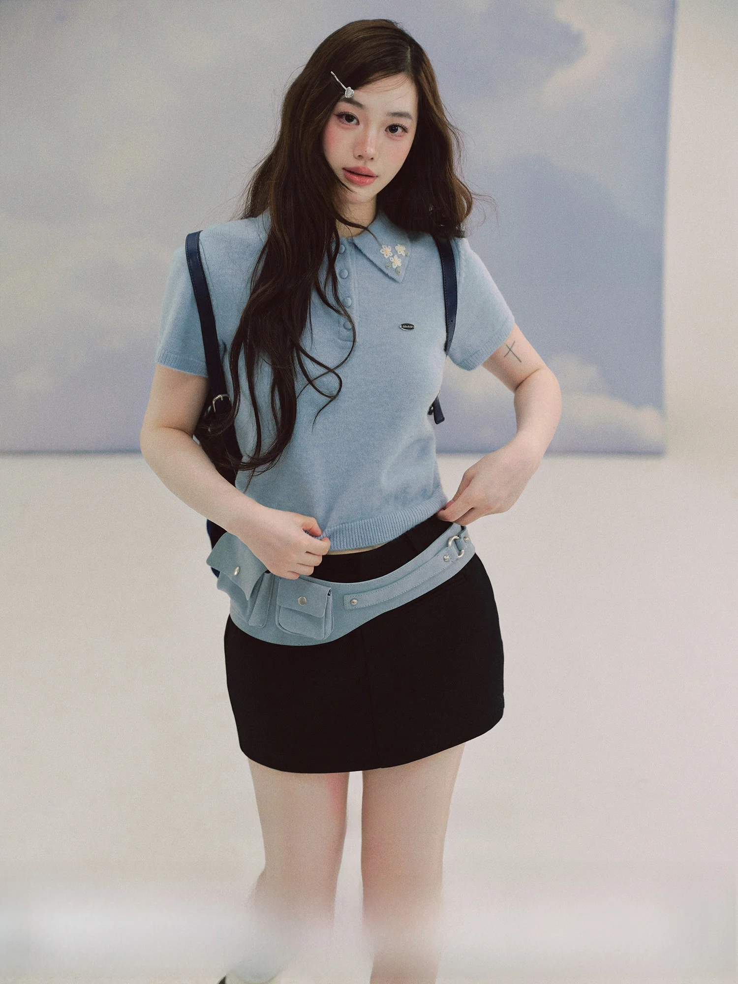 

Spring Awakening Embroidered Waist-Cinching Ne ort Sve Women's Sweater Faionable Slim Fit Casual Wear Polyester...