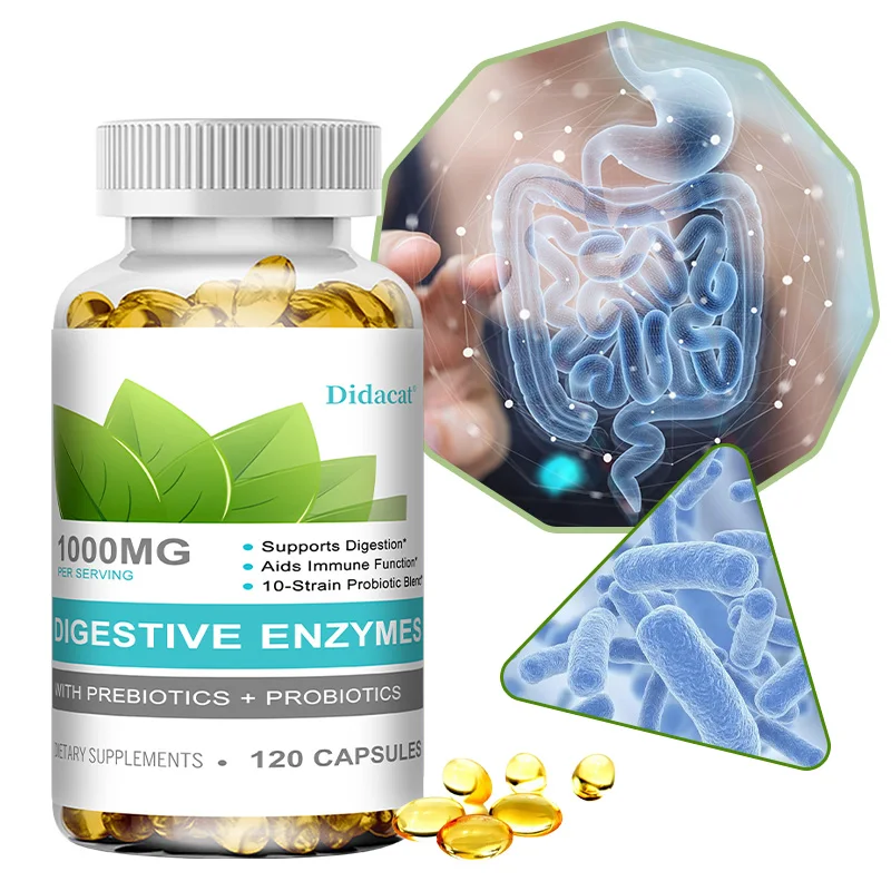Digestive Enzymes with Bromelain for Digestive Health, Metabolism and Bloating Relief for Women and Men, 120 Capsules