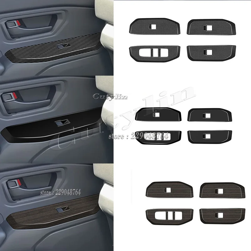 RHD ABS Black Car Accessories Windows Rise Switch Panel Glass Lift Control Cover Stickers For Toyota Land Cruiser FJ 2026 2027