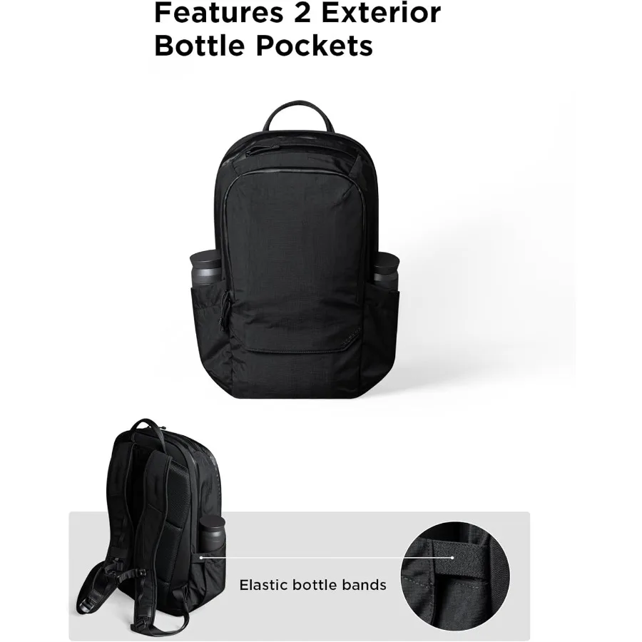 حقيبة ظهر ALPAKA Elements Pro 24L - حقيبة ظهر للكمبيوتر المحمول باللون الأسود تناسب كمبيوتر محمول مقاس 16 بوصة مع جيوب مزدوجة للزجاجات حقيبة ظهر للسفر للرجال