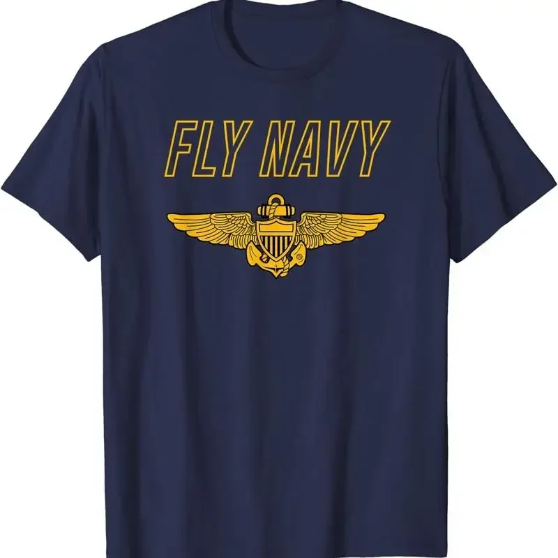 Fly Navy T Shirt Classic Naval Officer Pilot Wings Size S 5XL