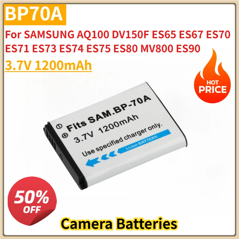 Новый сменный аккумулятор BP70A BP*70A 3,7 В 1200 мАч для SAMSUNG AQ100 DV150F ES65 ES67 ES70 ES71 ES73 ES74 ES75 ES80 MV800 ES90