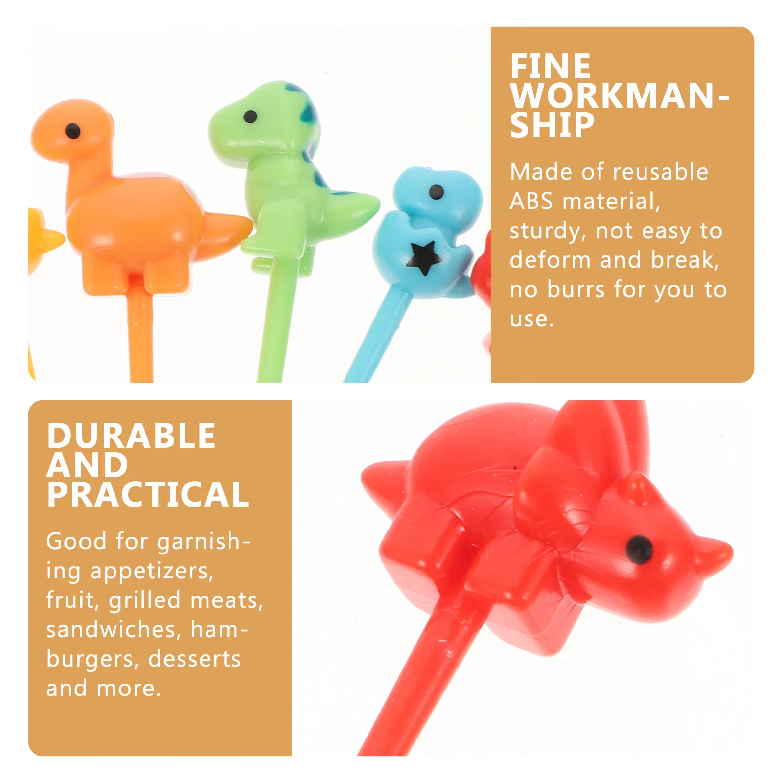 

18Pcs Dinosaur Food Picks Cartoon Fruit Appetizer Picks Reusable ABS Party Snack Plastic Sticks Animal Theme