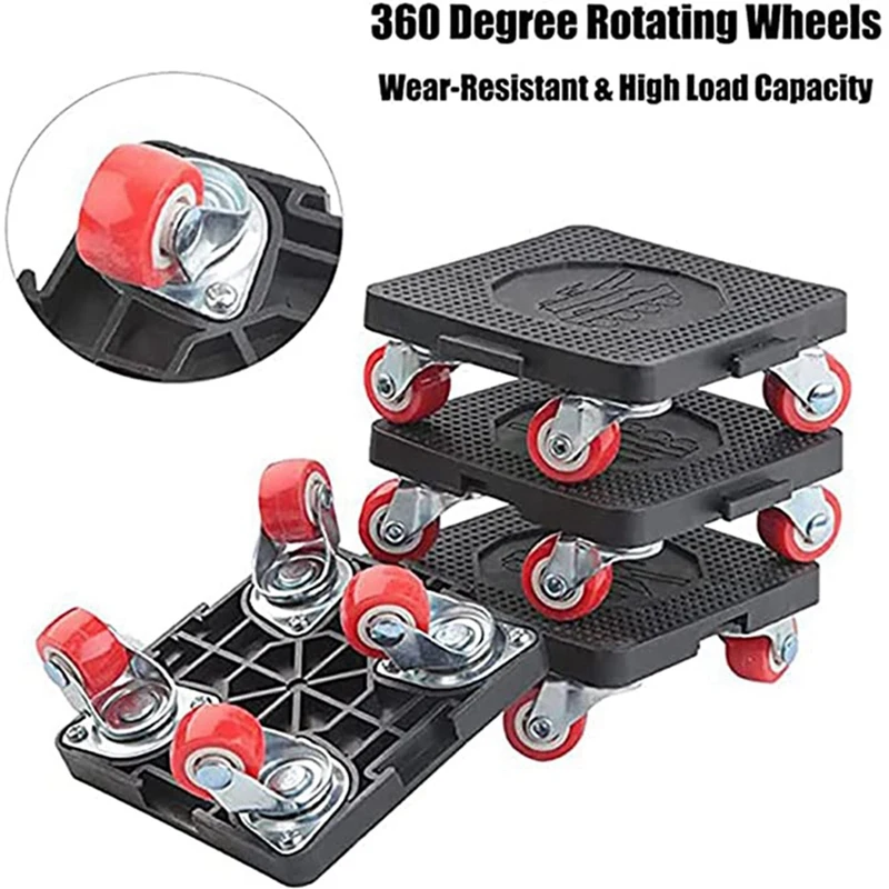 1 комплект инструментов для перемещения мебели, с 4 колесами и портативным подъемником, для перемещения мебели, холодильников, диванов, черный портативный 880 фунтов