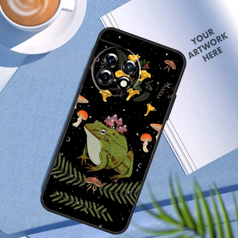 Vintage Retro Frog Mushrooms For OnePlus Nord 3 CE 2 Lite 2T N10 N20 N100 N200 8 9 10 Pro 11 12 8T 9RT 10T 10R 12R Case