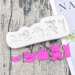 Bear Rocking Horse Silicone Mold Sugarcraft Cupcake Baking Mold Fondant Cake Decorating Tools