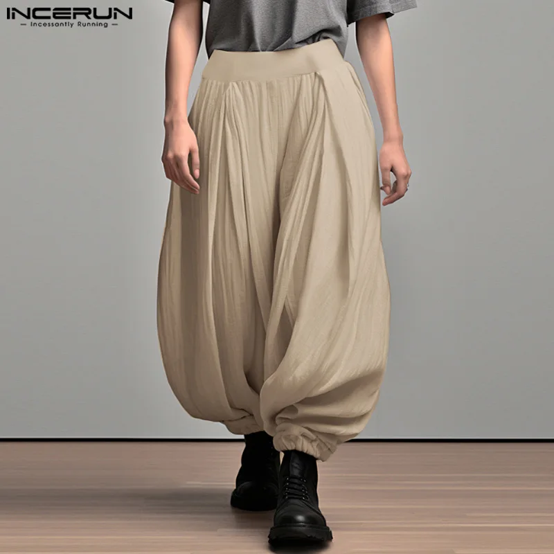 

INCERUN 2024 Korean Style Trousers Stylish Men's Solid Loose Long Pants Leisure Streetwear Comfortable Wide Leg Pantalons S-5XL