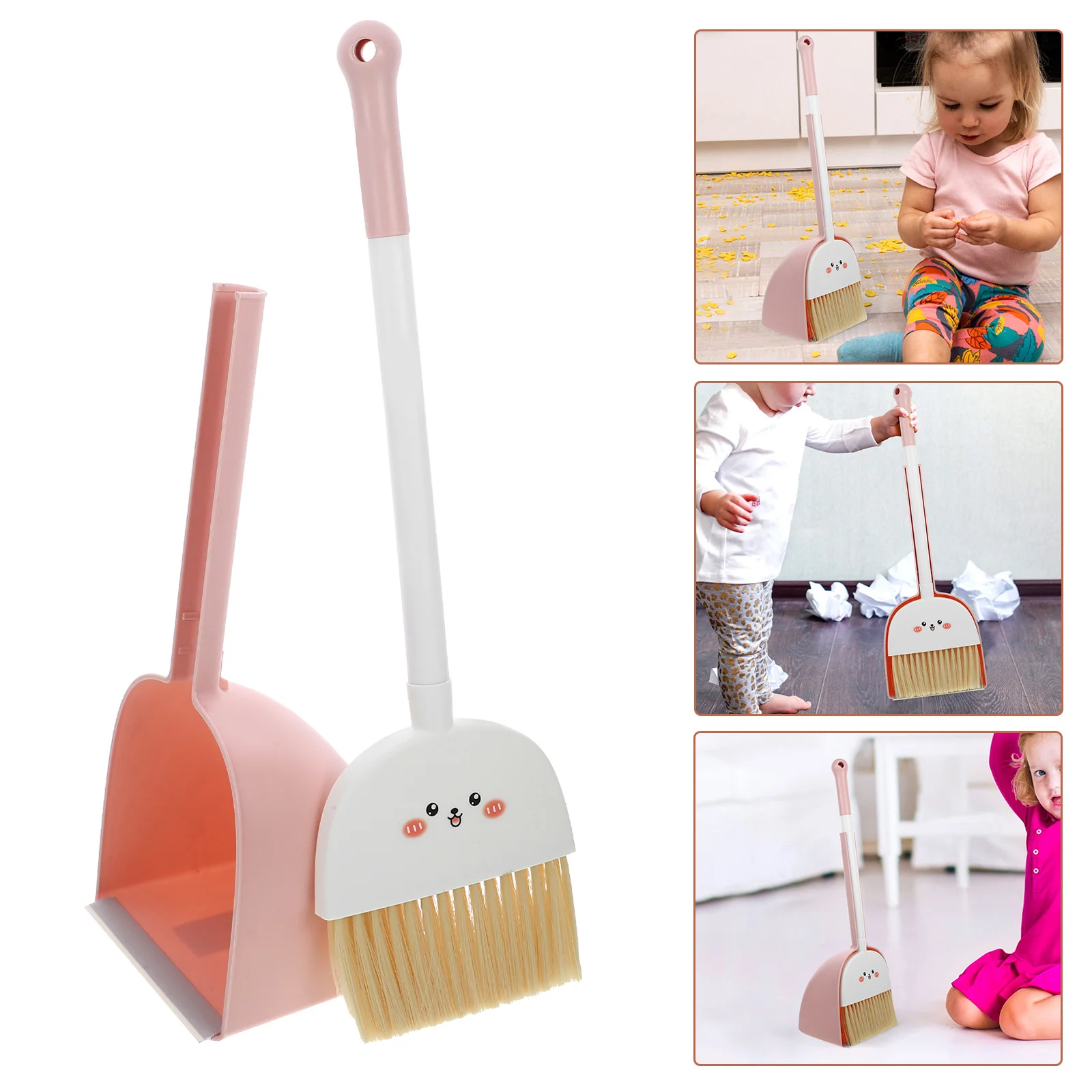 1 セット子供用ほうきとちりとりセット小さな漫画動物スタイル軽量クリーニングキット握りやすいポータブル家庭用クリーニングツール