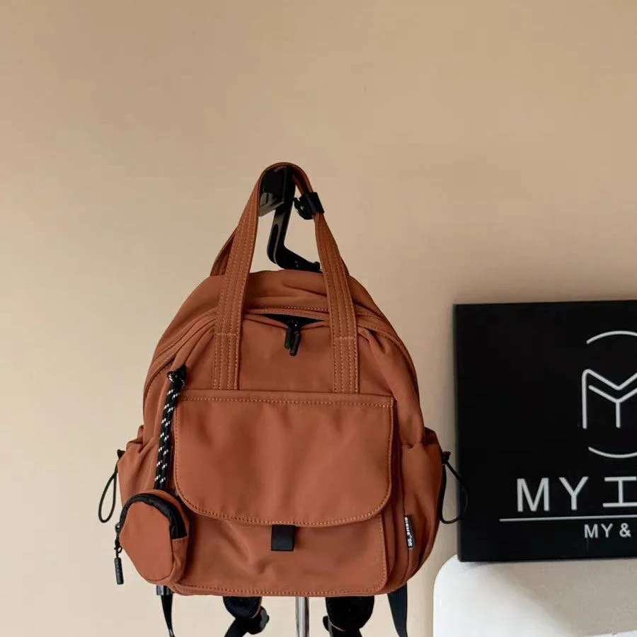 Damen-Rucksack aus Nylon mit mehreren Taschen und kleinem Münzbeutel, tragbarer, lässiger Reise- und Schulrucksack