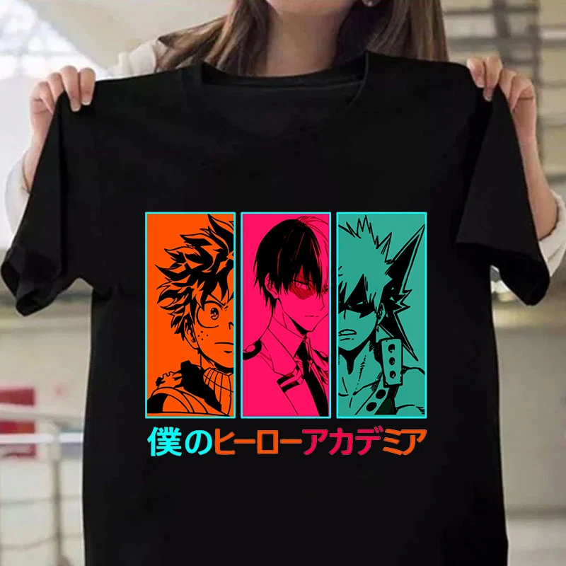 Hot Anime Deku Bakugou Katsuki Todoroki Shoto Print T Shirt Fans Summer Casual Short Sleeve Tee Cute Loose T Shirts