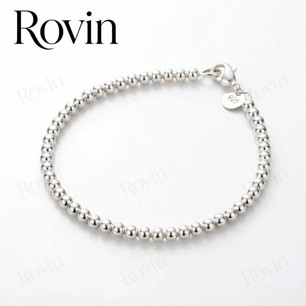 18K Gold 8-inch Delicate Glossy Round Bead Bracelet for Women - Stylish and Charming Wedding Party Jewelry
