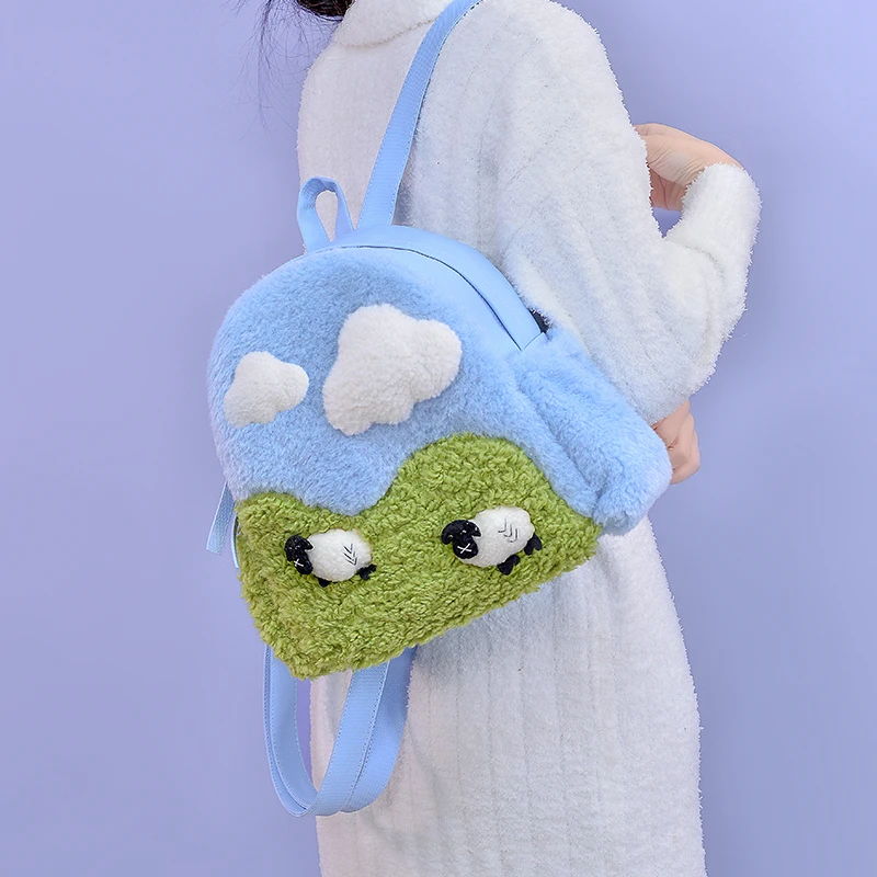 

High Capacity Plush Fur Bag Original Mochila Teenage Girls Backpack Sweet Cute Kawaii Mochilas University Student Bags Woman
