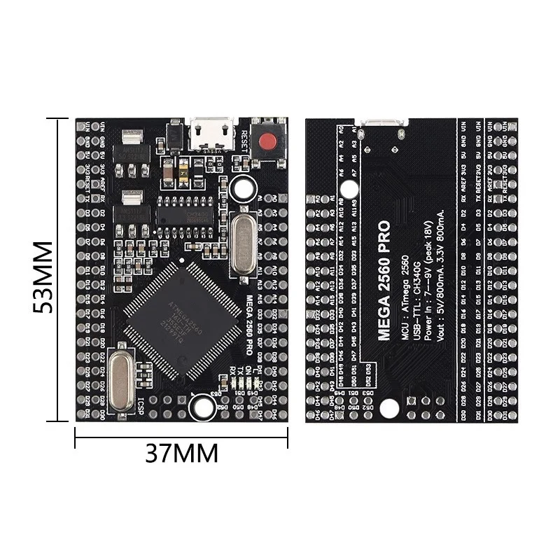 Mega2560 Mega 2560 PRO MINI 5V (Embed) CH340G ATmega2560-16AU MICRO TYPE-C With Male Pinheaders Compatible For Arduino Mega