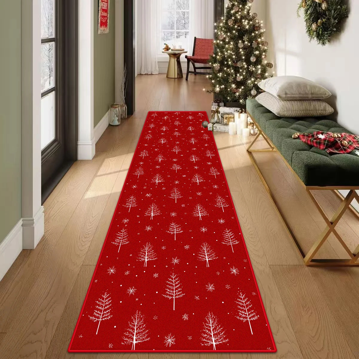 Christmas Cute Carpet Runner Living Room Decorative Large Area Home Bedroom Bedside Hallway Rug Customizable Floor Mat Stairs