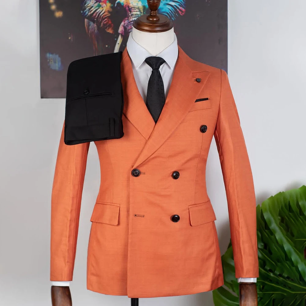 

Customzied Men's Suits Luxury Double Breasted Peak Lapel Blazer Fashion Party Wedding 2 Piece Jacket Pants Outfits Terno Sets