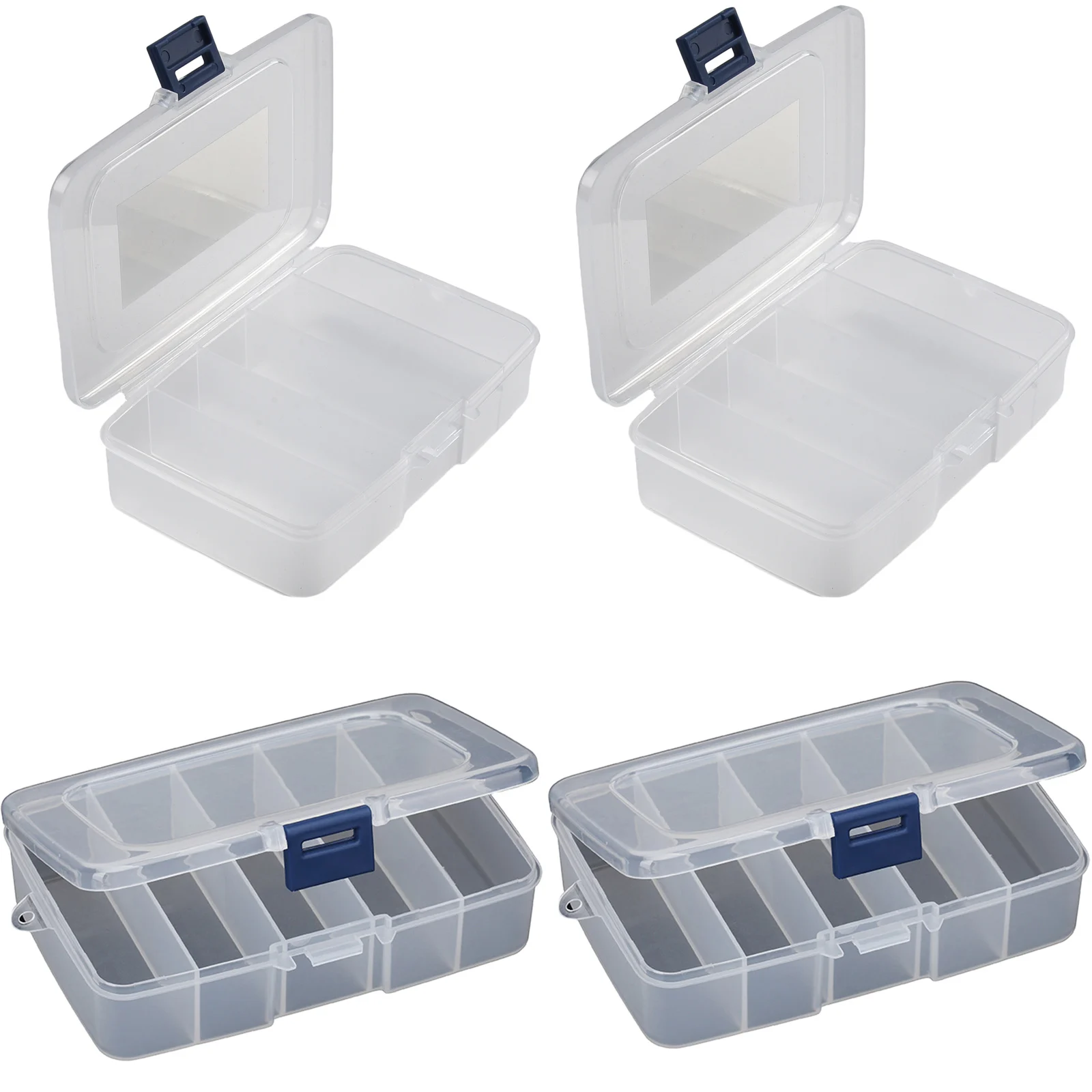 4Pcs Screws Tools Storage Box Transparent Plastic Box Craft Organizer Container Case 14.3*9.8*3.5cm For Bait Hardware Storage