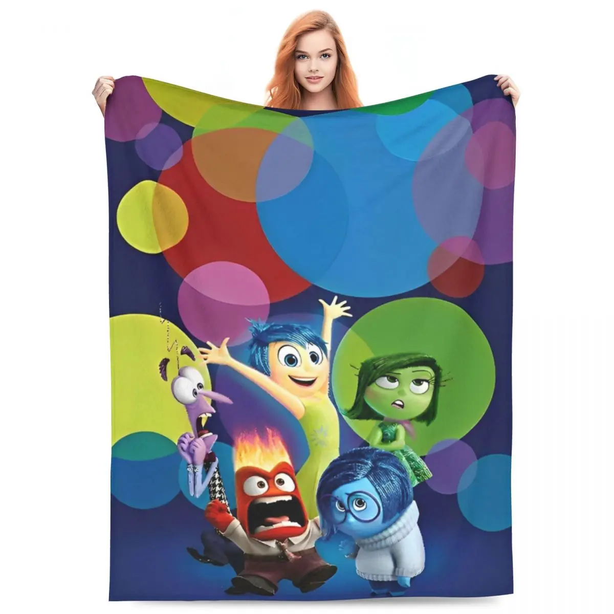 Warm Soft Blankets Decorative Inside Out 2 Cartoon Throw Blanket Flannel Bedspread For Couch Chair Aesthetic Sofa Bed Cover