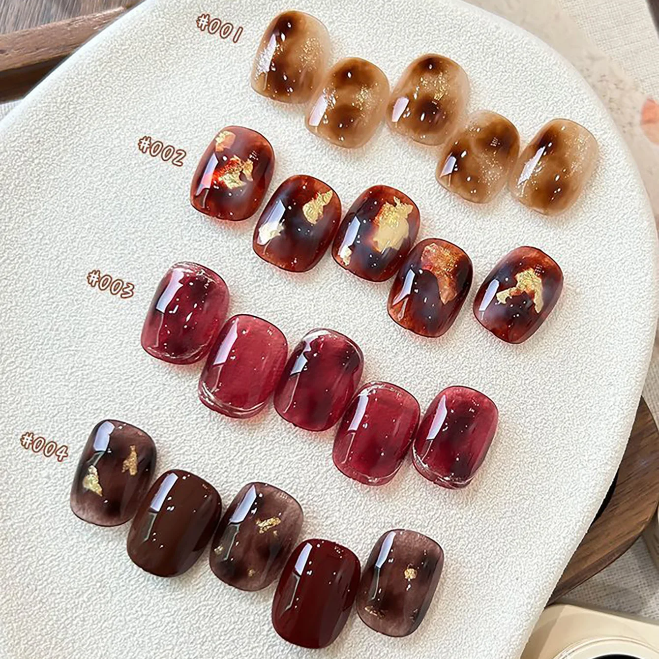 MIANEL 10ml Cold Emerald Amber Series Gel Nail Polish 2026 Autumn New Maillard Color Tortoiseshell Amber Blending Gradient Nail