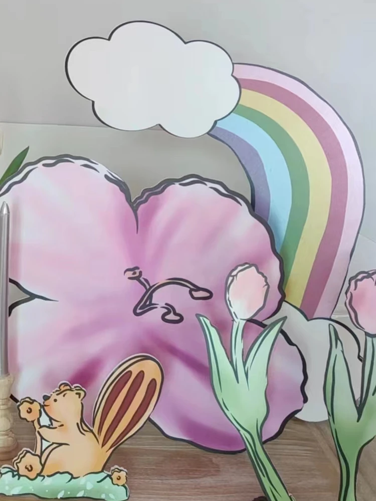 ديكور طاولة حفل عيد ميلاد طفل على الطراز الكوري، لوحة KT، دعامة صور، طاولة حلوى، ديكور لعرض الحلويات #4