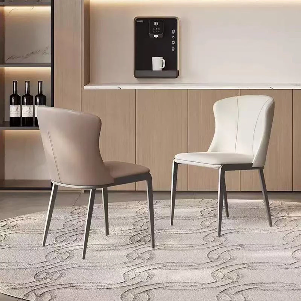 Modern Minimalist Home Use Genuine Leather Dining Chair Light Luxury Nordic Italian  Style Minimalist Backrest Chair Soft Touch