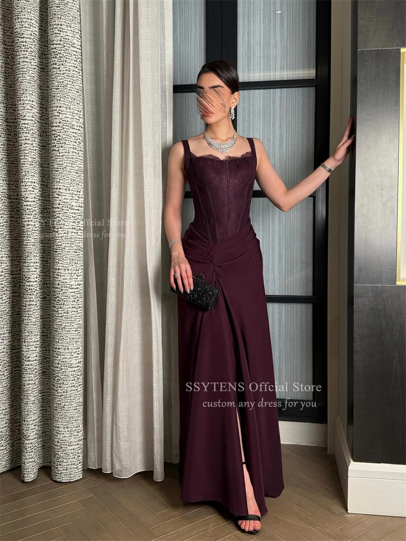 SSYTENS-vestidos De graduación elegantes De Arabia Saudita, tirantes finos, vestidos De fiesta De noche para invitados De boda, batas De encaje personalizadas