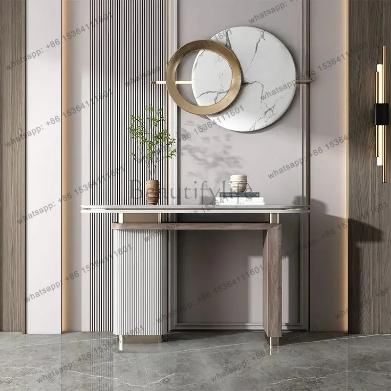 

yj9 Italian minimalist rock slab entrance table Modern simple marble entrance entrance table Light luxury style