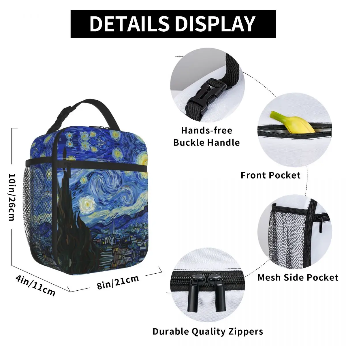 Insulated Lunch Box Van Gogh Painting Merch Starry Night Lunch Food Box Multifunction Cooler Thermal Lunch Box For School