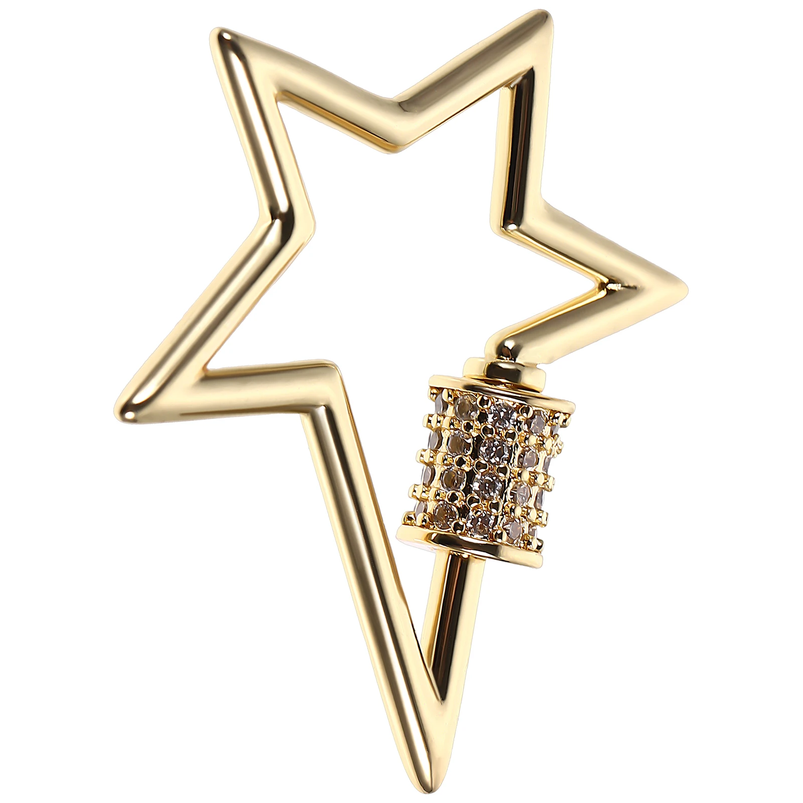 

Pentagram Necklace Connector Charms Star Shape Screw Lock Carabiner Buckle Copper Color Jewelry Link Pendant Accessory