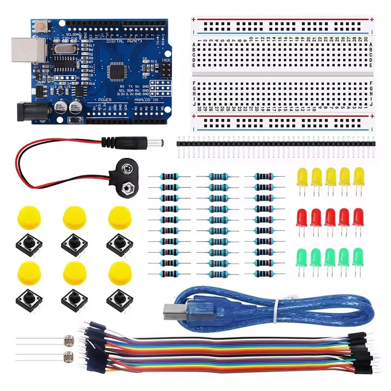 Starter Kit untuk UNO R3 Mini Breadboard LED Jumper kawat tombol untuk Arduino Diy Kit Sekolah Pendidikan Lab