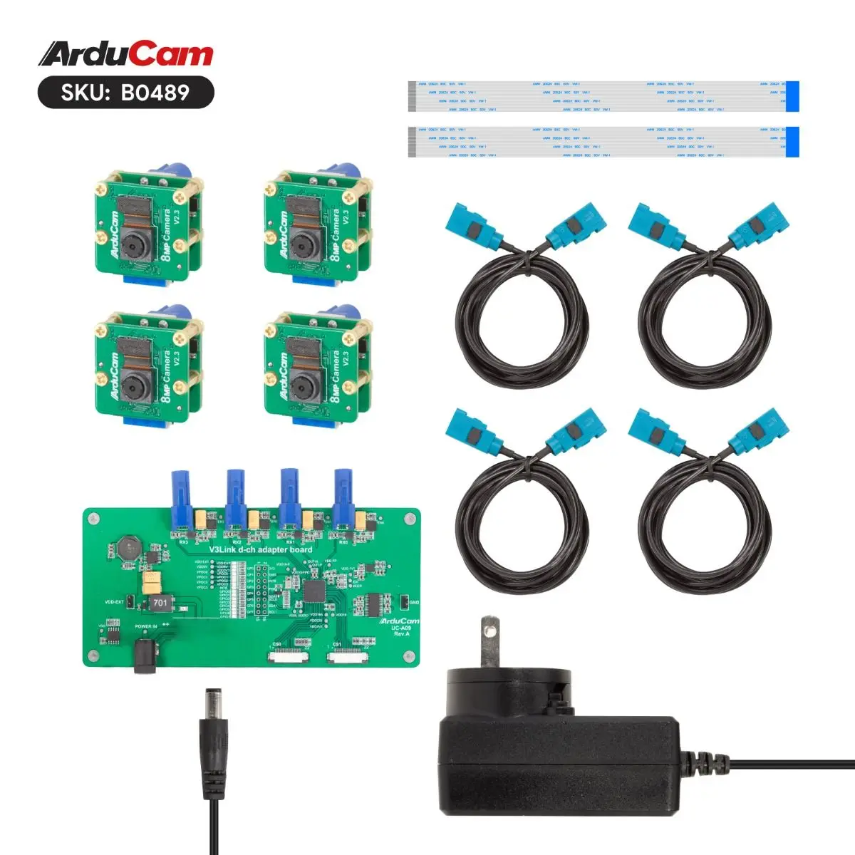 Arducam 4 × IMX219 V3Link FPD-Kit de cámara SerDes para placa de desarrollo TI