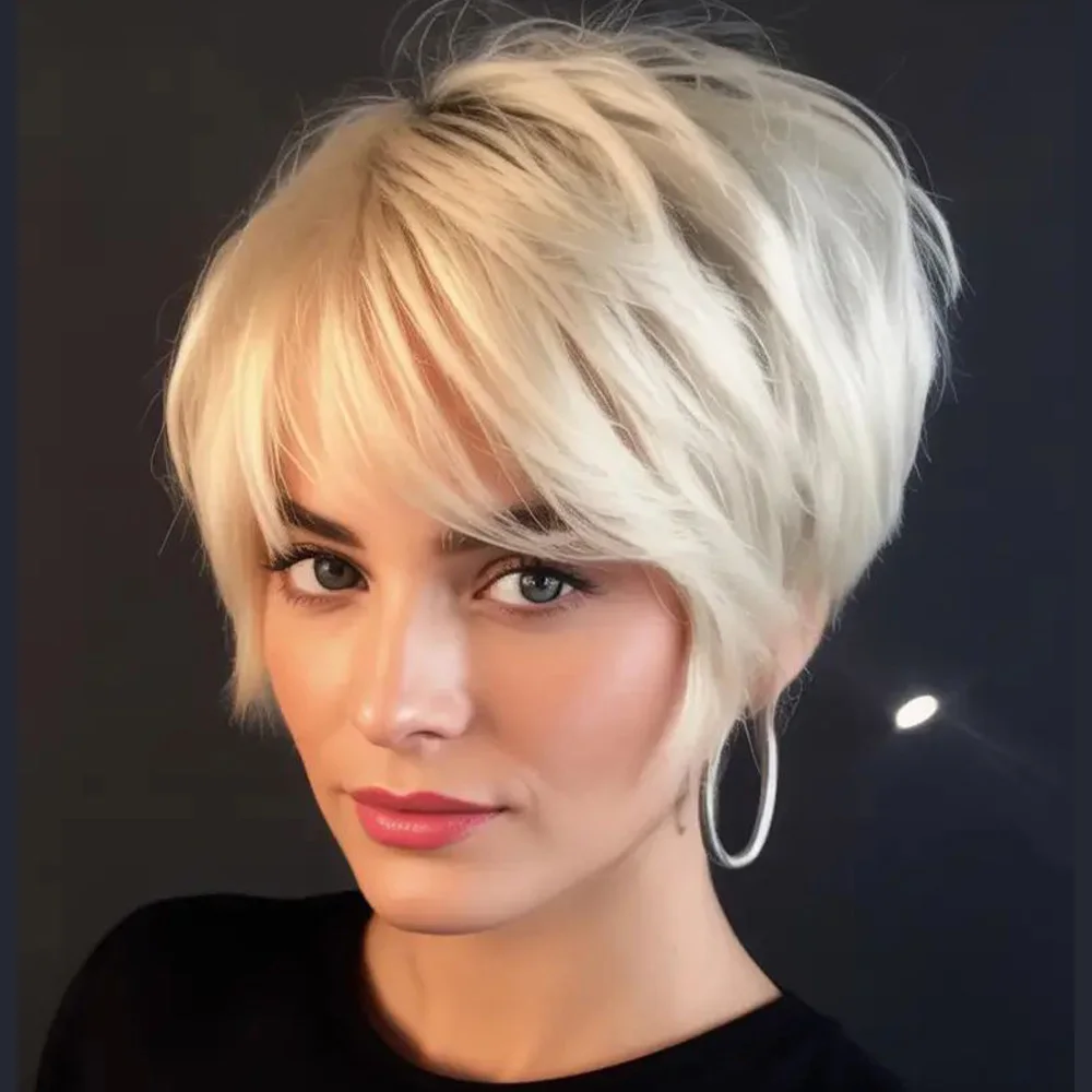 

Brazilian Human Hair Bone Straight Blonde 613 Colored Short Bob Human Hair Wigs Full Machine Made Wig