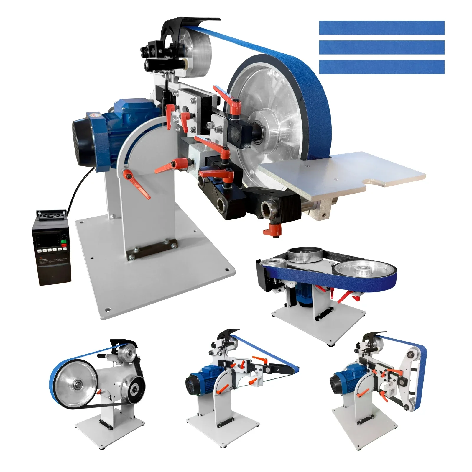Industrial Grade Electric Multi-functional Vertical Horizontal Dual-Purpose 2x72 Variable Speed Belt Grinder