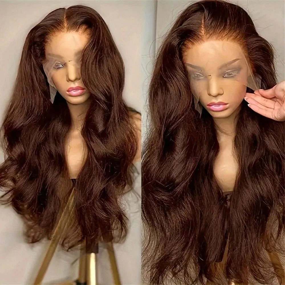 

250Density HD Chocolate Brown 13x4 Body Wave Lace Front Wig Brazilian 13x4 Lace Frontal Wigs For Women 100% Remy Human Hair Wig