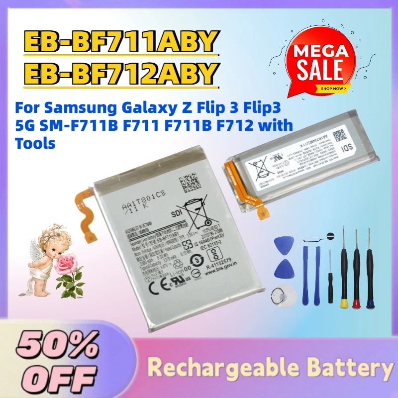

Upgrade EB-BF711ABY EB-BF712ABY Mobile Phone Battery for Samsung Galaxy Z Flip 3 Flip3 5G SM-F711B F711 F711B F712 with Tools
