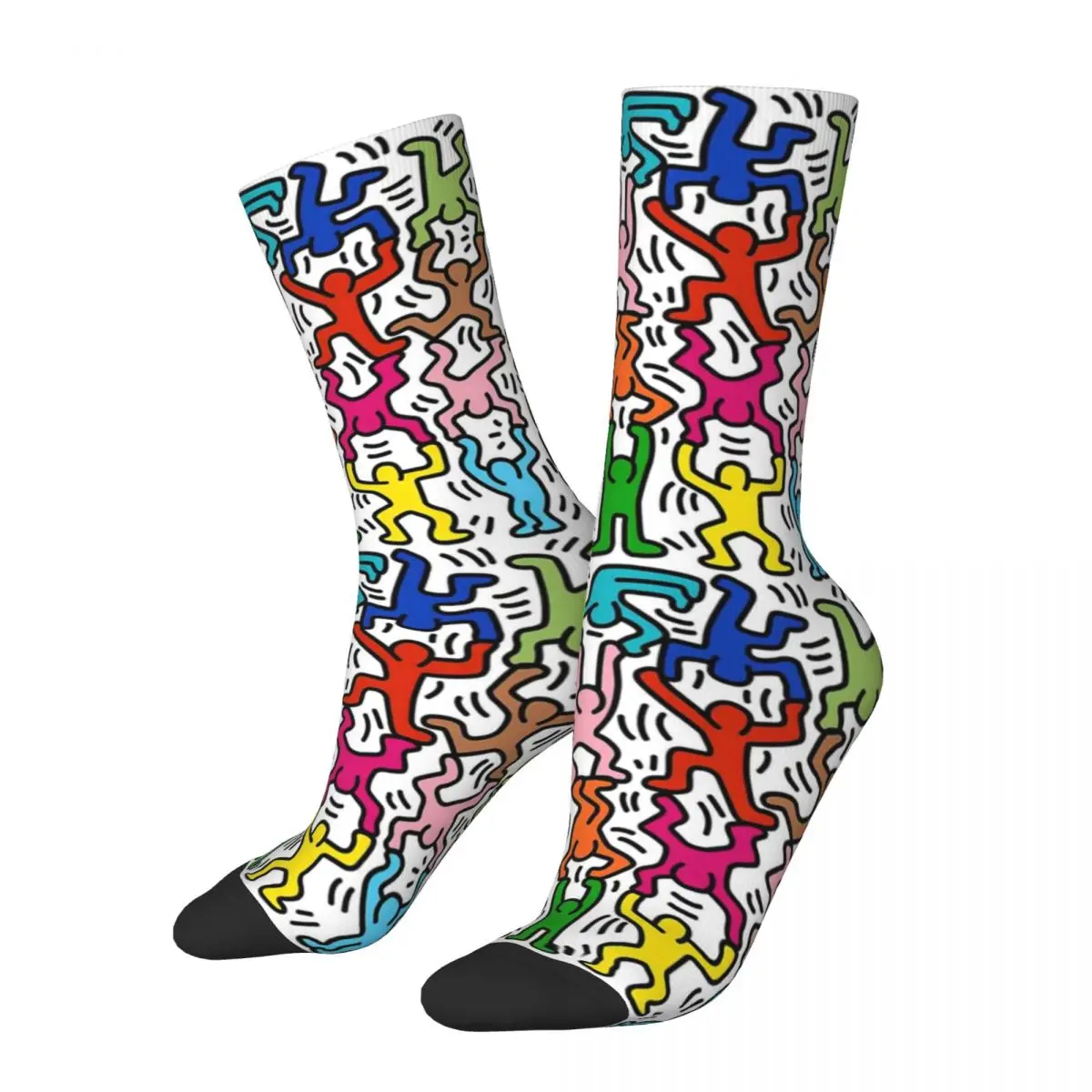 

Dancing People Haring Poster Merch Socks Sweat Absorbing Happy Skateboard Middle Tube Socks Soft for Unisex Birthday Gifts Idea