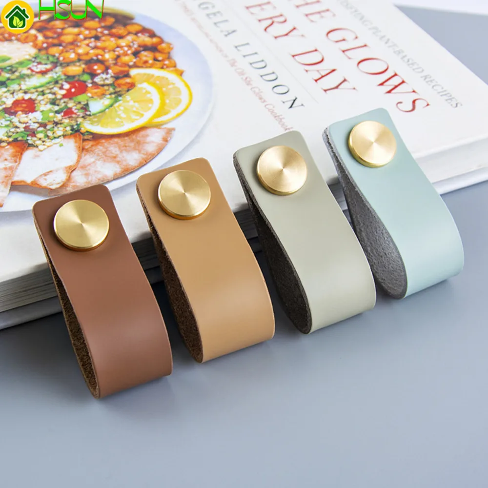 

Кожаный шкаф в скандинавском стиле, ТВ-шкаф, бытовой шкаф для обуви, дверная ручка, ручка ящика, кожаная ручка с защитой от столкновений