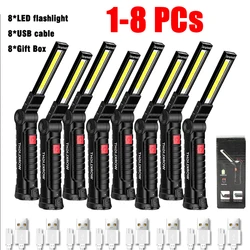 Cob LED faltbare Taschenlampe in Batterie USB wiederauf ladbare Magnet lampe 5 Beleuchtungs modi Hängelampe für Camping Laterne gebaut