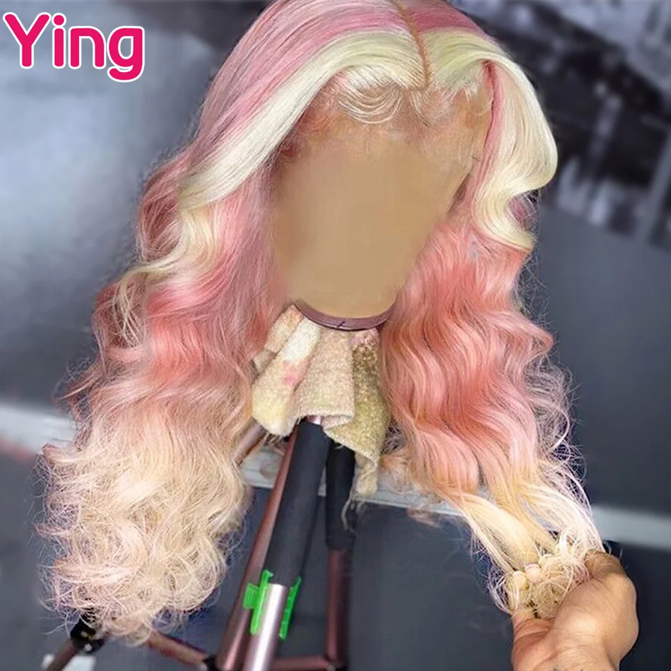 

Highlight Pink with 613 Blonde Body Wave Lace Front Wigs Brazilian 100% Human Hair Wigs for Women Transparent Lace Frontal Wigs