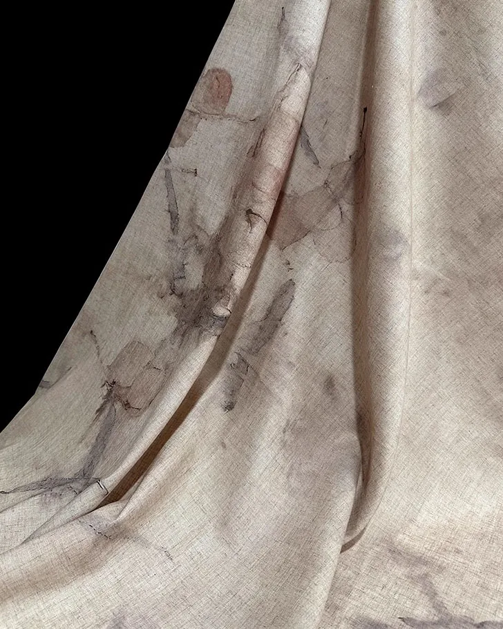Telas de algodón y lino de 1 yarda para ropa, accesorios de costura con estampado de tinta y lavado, abrigo, prendas de vestir exteriores, tela de diseñador para trajes