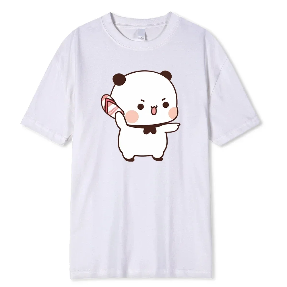 LE Lovely Bubu Is Throwing Flip-flops At Dudu Since He Teases Bubu T Shirt Bear Tshirt Kawaii Male graphic t shirts