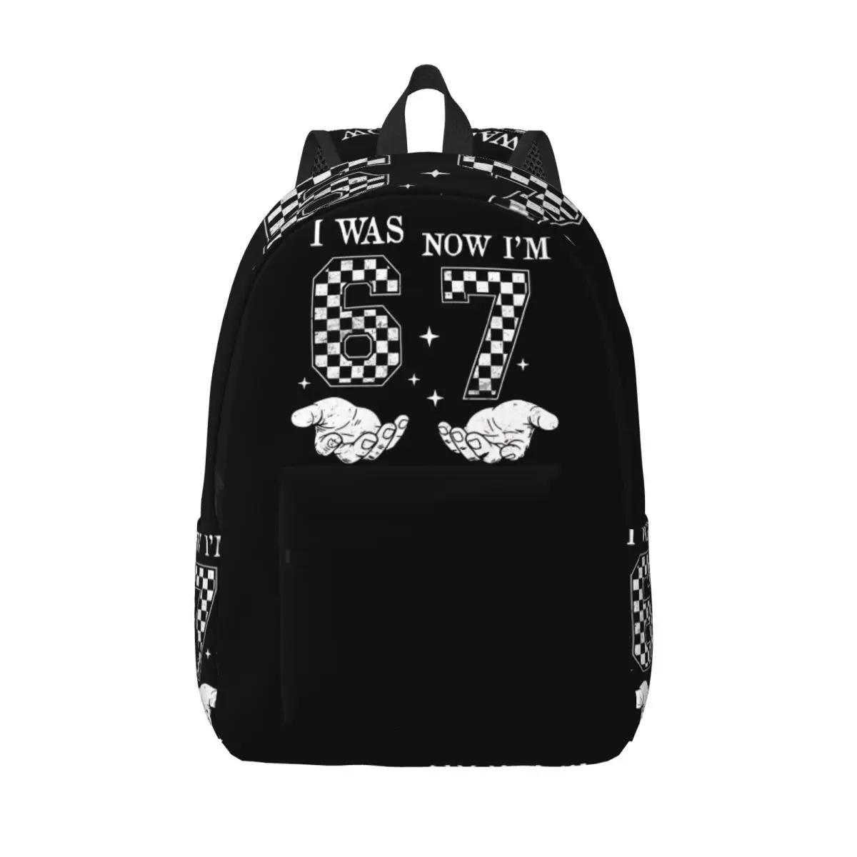 I Was 6 Now I'm 7 Year Old Birthday 67 Meme Six Seven Casual Backpack Student Work Daypack for Men Women College Shoulder Bag