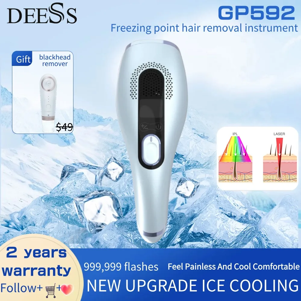 

DEESS GP592 Ice Cooling IPL Hair Removal Home Use 2 In 1 Device Unchangeable Lamps Unlimited Shots Electric Depilador Shaver