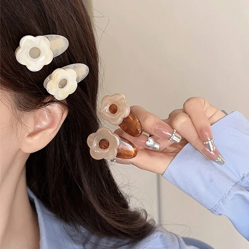 

1PCS Elegant Acetate Flower Side Hair Clip for Women Mini Fringe Bangs Pin Dainty Korean Style Hair Accessories Small Hairpins