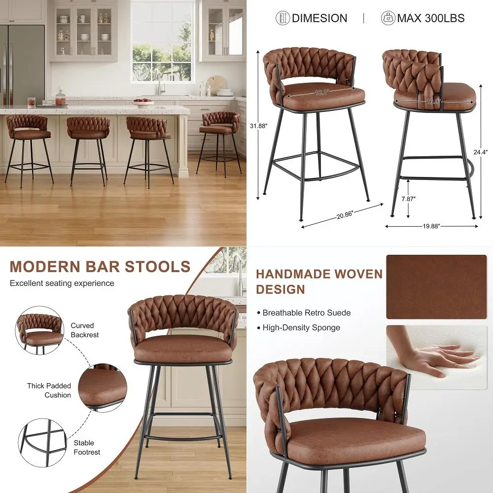 

Dining Table Set for 4, Round Kitchen Dining Table and Chairs Set for 4,42 Modern Dining Room Table Set for 4 with PU Leather C