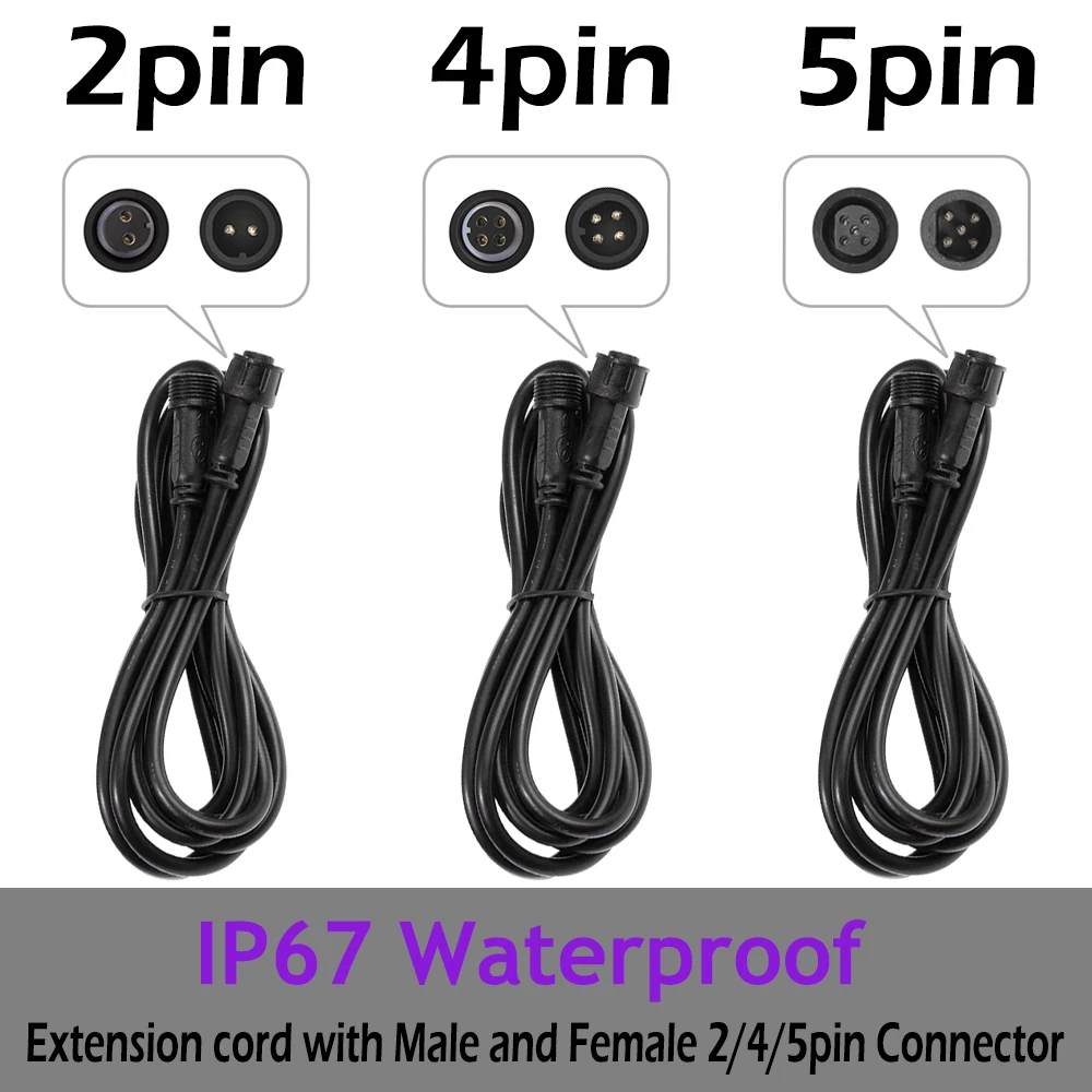 2PIN/4PIN 1meter/2meter/3meter IP67 Waterproof Extension Cable/Connect Wire/Power Cord for Single/RGB Color LED Light