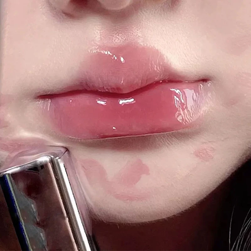 أنبوب فضي خمسة ألوان ملمع شفاه شفاف ملمع شفاه مرآة مرطبة كريستال جيلي ملمع شفاه مائي ملمس شفاه مكياج #3