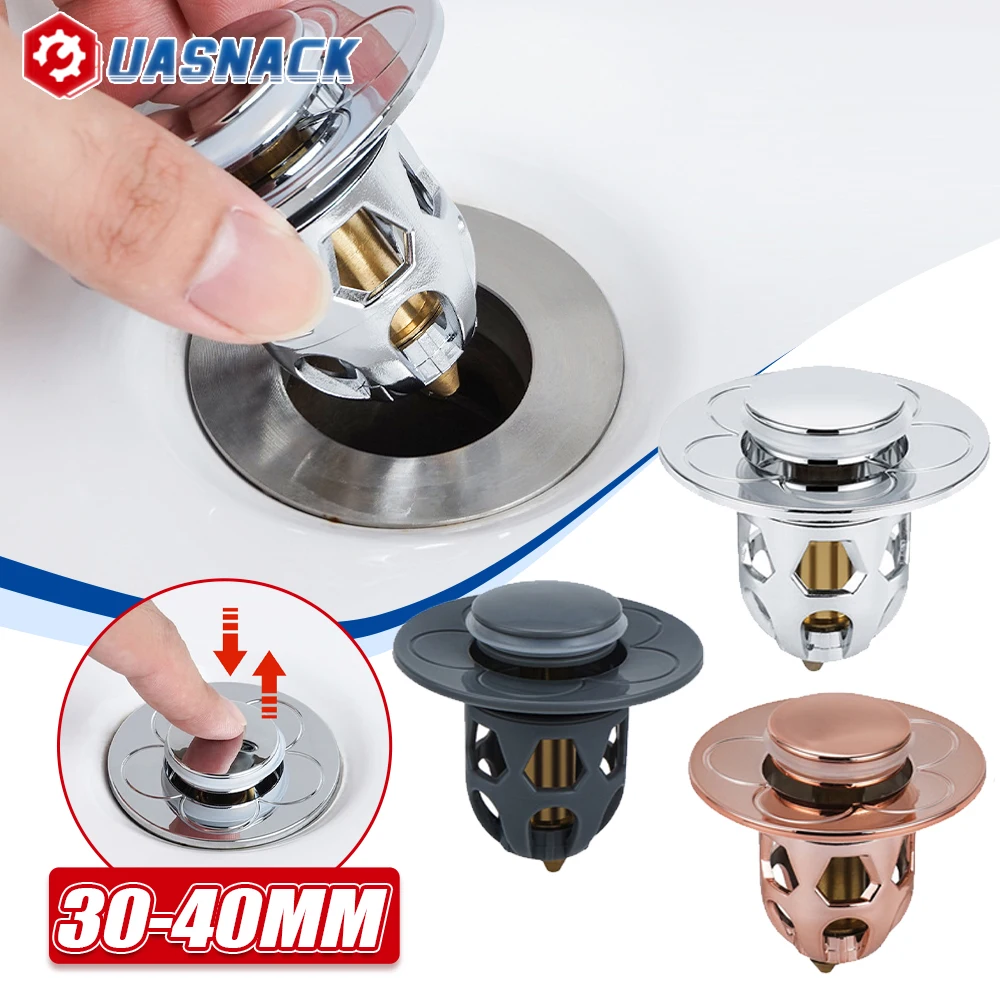 Waschbecken Abfluss stopfen Edelstahl Pop-up Bounce Core Becken Abfluss filter Haar fänger Dusch wanne Bad Stopper Werkzeuge
