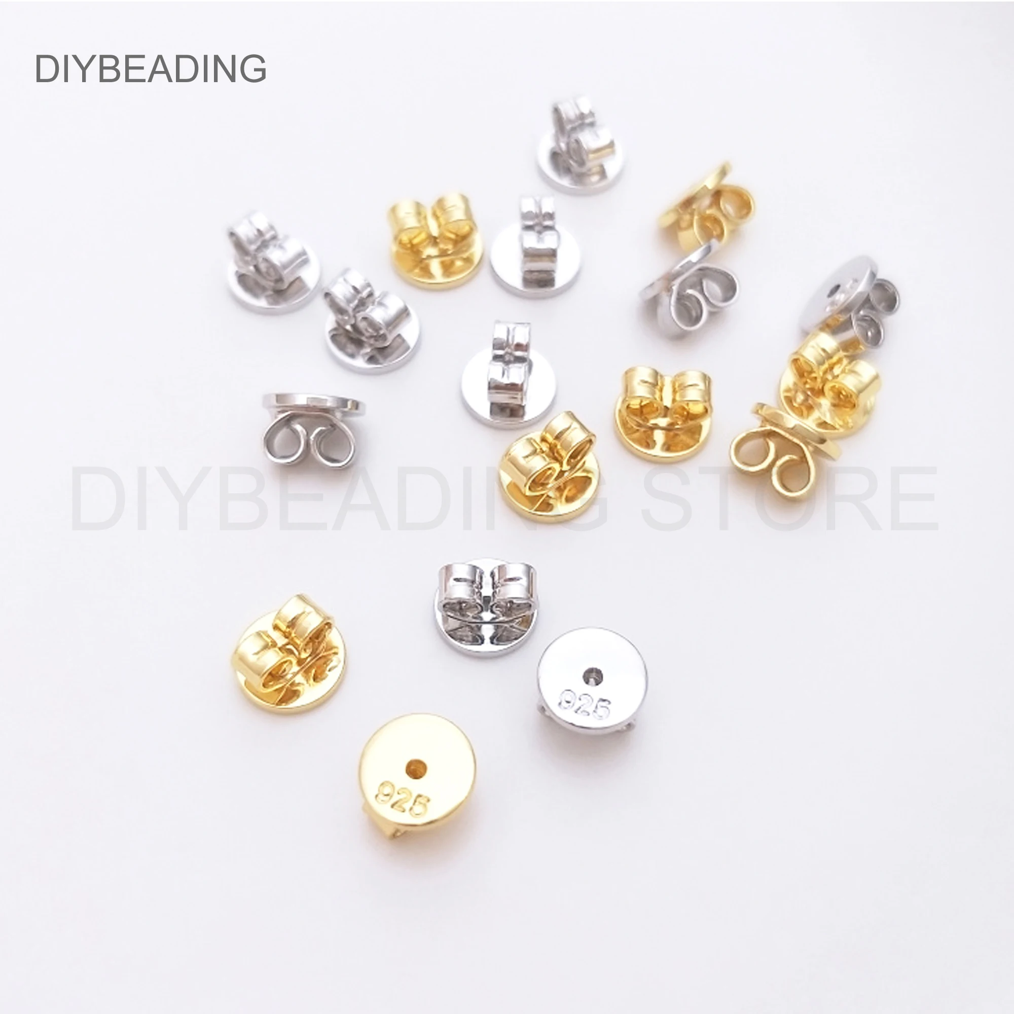 Earring Backs/Earring Stopper/Clutch Backing Pierced for Posts/18K/White Gold Plated 925 Sterling Silver Butterfly Ear Nuts